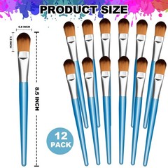 12 PCS 1 Inch Large Paint Brushes Mop Acrylic Painting Oval Blending Set