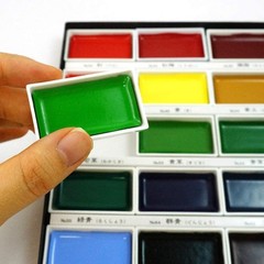 Kuretake GANSAI TAMBI Watercolor Paint Set 36 18.27 Ounce (Pack of 1), SILVER