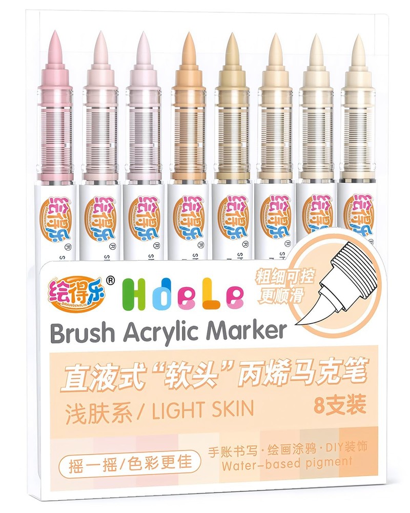 Guangna Skin Tone Acrylic Paint Markers, 1 Count (Pack of 8),