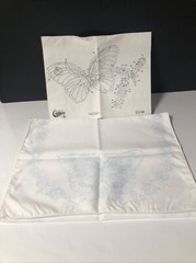 Paint By Number Butterflies With Flowers #2358 Fabric Table Runner VTG Cameo
