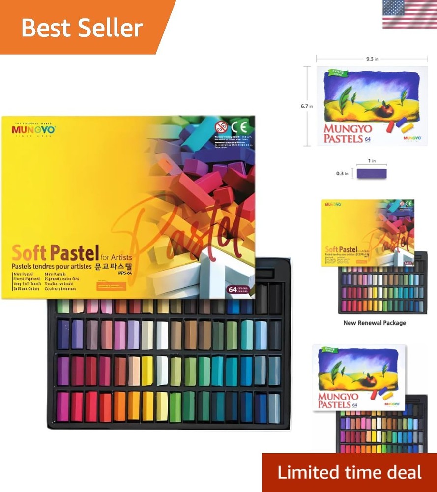 Soft Pastel Set of 64 Vibrant Colors | Smooth, Blendable, Non-Toxic Art Supply
