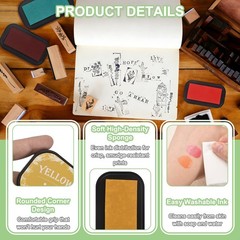 Yellow Large Ink Pads for Stamps, Fingerprint, Scrapbooking, 3.8 x 2.1 Inch