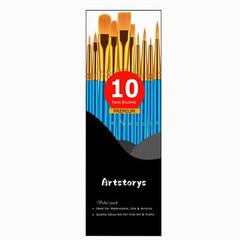 10 Pack Paint Brushes Set for Acrylic Oil Watercolor Face Nail Body Art