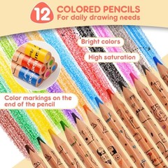 Jumbo Colored Pencils for Kids, Triangle Thick Coloring 12 Wooden Look