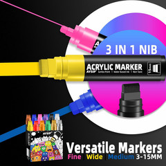 12 Colors Jumbo Markers Set, 15Mm Large Wide Tip, Thick Acrylic Paint Markers fo