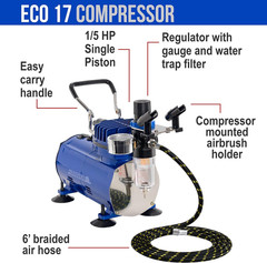 Multi-Purpose Gravity Feed Air Brush Kit with Air Compressor – Model G22 Gravity