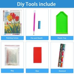 TYPUSOK Tulip Diamond Art Kits for 12X16 IN【Full Tools&Accessories】, Flower-2