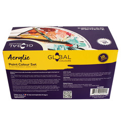 Global Colours Acrylic Paint Set 18 x 250ml Bottles Non-Toxic Made in Australia