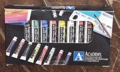 Academy Grumbacher 13pc Watercolor Set (10) 7.5ml Tubes, Bush, Tray & Guide!