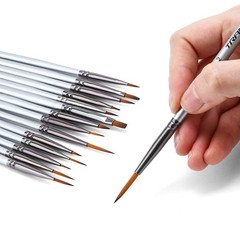 Transon Fine Detail Paint Brush Set 15pcs for Miniature Models 15 PCS, Nickel