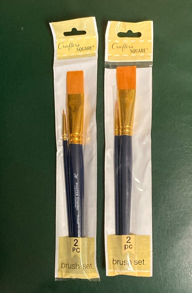 (2) PKGS. Crafter’s Square 2 Piece Artist Master Stroke Paint Brush Sets