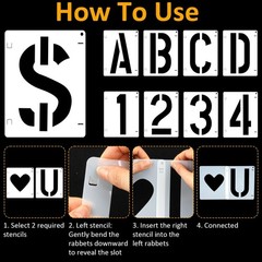 42 PCS Letter Stencils 3 Inch, Interlocking Craft Stencils Kit, Reusable Plas…