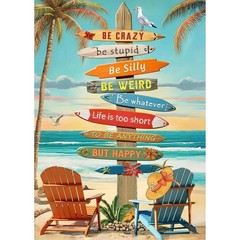 5D DIY Diamond Painting Kits for Adults,Tropical Beach Colorful Surfboard Full D