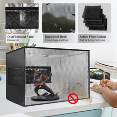 Portable Airbrush Spray Booth Foldable LED Lights Turntable Dual Exhaust Fans 16