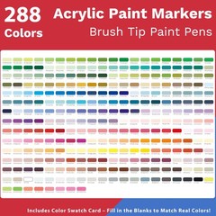 Hopesky 288 Colors Acrylic Paint Markers – Brush Tip Vibrant Acrylic Paint Pe…