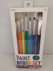 OOLY Lil’ Paint Brush with Assorted Sizes – Set of 7, Nylon Ombre Tip – NEW