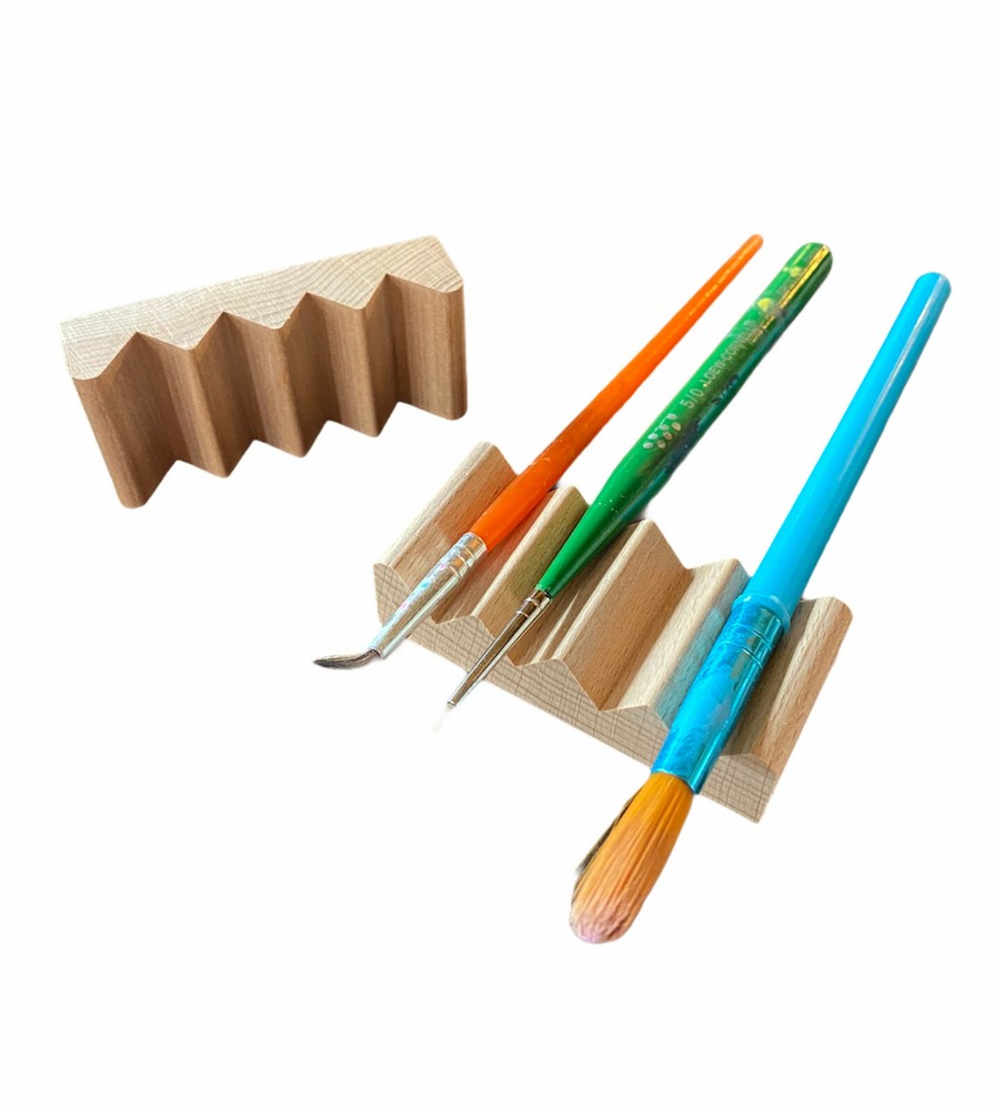 4 paint brush rests – made of solid beech wood – proudnly made in the USA