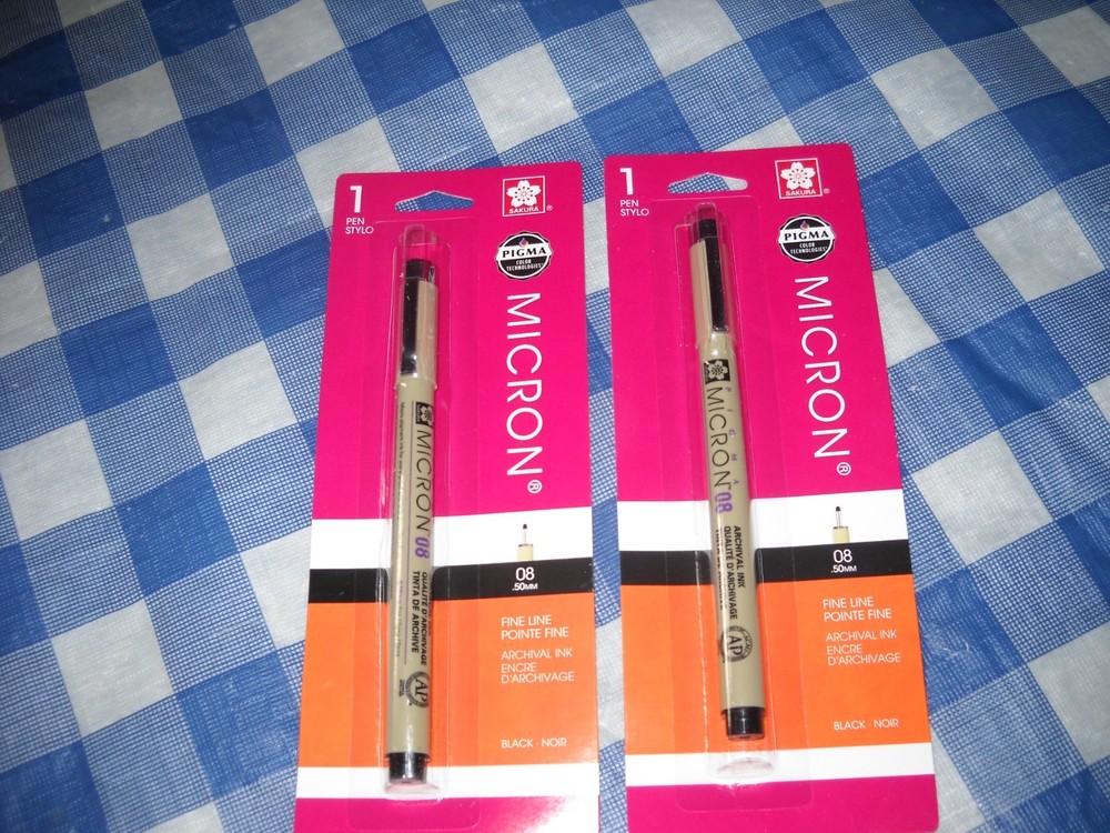 Sakura Pigma Micron Pen08 0.50mm Black Fine Line Archival Ink 2-PACK