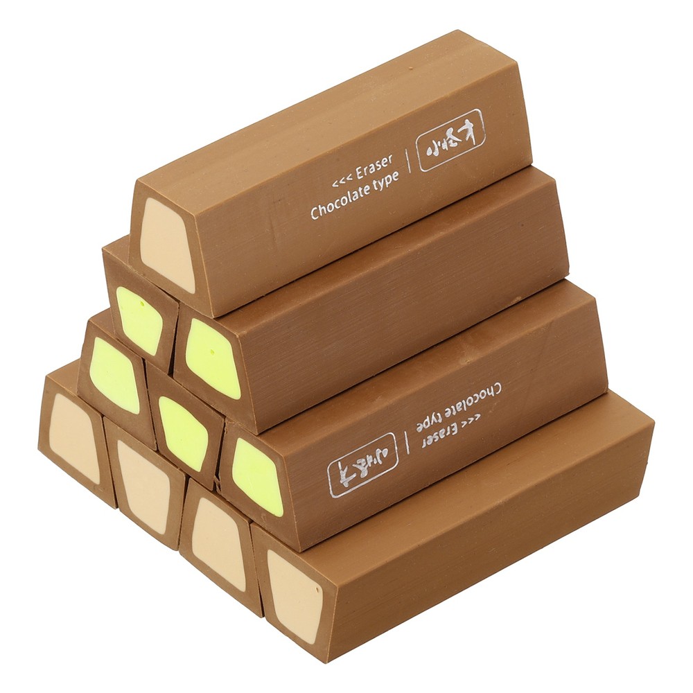 Pencil Erasers Rubber, 10 Pcs Art Eraser Scented, Dark Brown/Green/Apricot