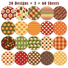 60 Sheets Autumn Fall Pattern Paper 8.5 x11 inch Pumpkin Leaves white