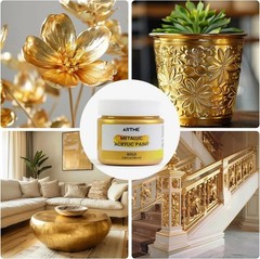 Metallic Gold Acrylic Paint, 100ML Non-Toxic, Non-Fading Gold Leaf Paint for Art