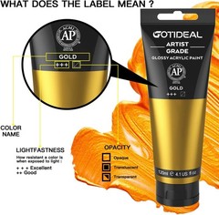 GOTIDEAL Acrylic Paint Metallic Gold 24K 4.1 Fl Oz (Pack of 1),