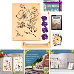 Wooden Flower Press Large 10.8×6.9 Adult Teen Gift Ready Arts Crafts Video