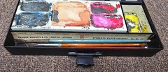 Vintage old rare collectible rowney water color set box made in England