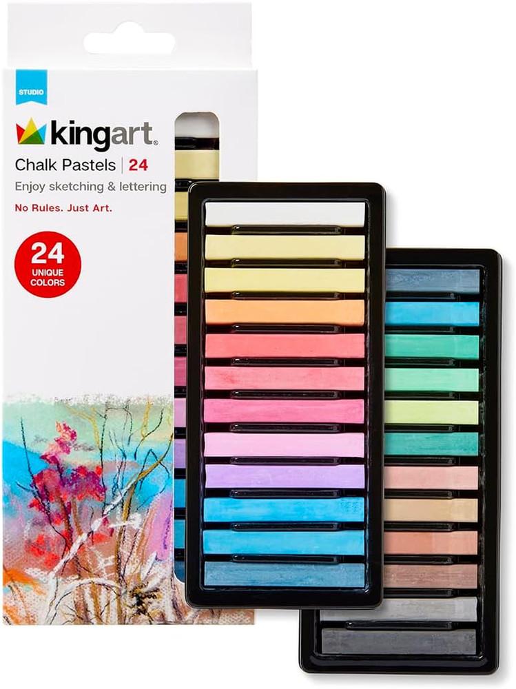 NEW 24-Piece Chalk Pastels Set Vibrant Non-Toxic Art Drawing Fast Shipping
