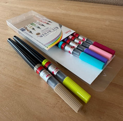 Pentel Art Brush Pen Set of 6 Colors XGFL-6ST Watercolor Calligraphy Japan