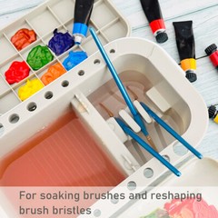 Wrapables Paint Brush Cleaner, Artist Paint Brush Holder with Palette Tray