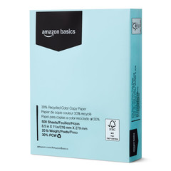 Amazon Basics 30% Recycled Color Copy Paper, 8.5″ x x 11″, Pastel Blue