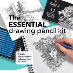 Graphite Pencils Kit 12pc Drawing Sketching Art Set 5H-8B Metal Case Tutorial