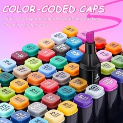 Alcohol Markers Set, 60 Colors Dual Brush Tip Art Coloring Markers for Adult …
