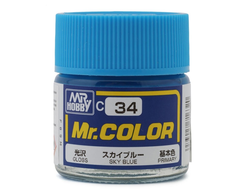 GSI Creos Mr. Hobby C34 Gloss Sky Blue Acrylic Hobby Paint (10ml) [GUZC034]