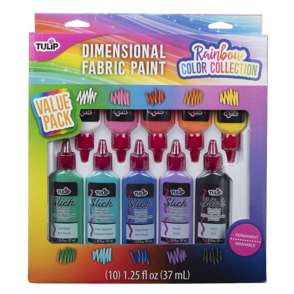 Tulip Puff Paint Kits Rainbow Color Collection, 1.25 Fl Oz (Pack of 10)