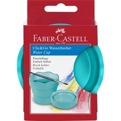 Clic & Go Portable Paint Water Cup with Brush Holder, Turquoise – Collapsible…