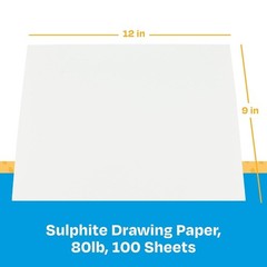 Professional Drawing Paper 80 lb 9×12 Inches 100 Sheets White Sulphite Paper for