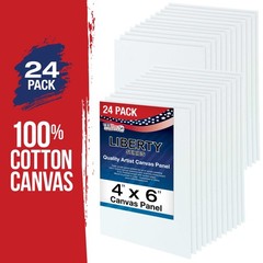 Blank Cotton Canvas Panels 4″x6″ 24 Pack Mounted Art Boards Paint Supplies Craft