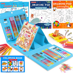 Arts and Crafts, 283 Pieces Drawing Set Art Kits with Trifold Easel, 2 Drawing P