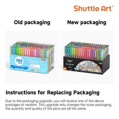Shuttle Art 360 Pack Gel Pens Set, 180 Colors 1 Count (Pack of 360), 360