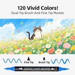 Pagather 120 Colors Dual Tip Acrylic Paint Markers, Waterproof, Box Set *NEW*