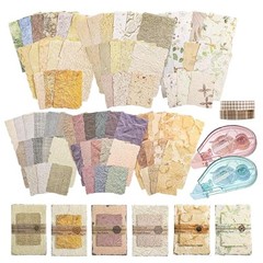 168 Pcs Textured Vintage Scrapbook Paper Kit with Washi Tape & Multicolor