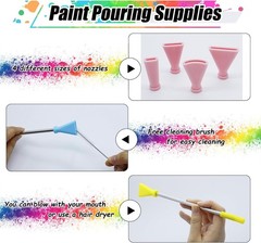 4PCS Stainless Steel Straw Blow Nozzles Set for Acrylic Paint Pouring Pink