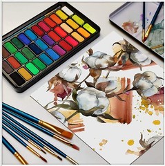 BIANYO Watercolor Paints 36 Vibrant Colors Watercolor Paper Brushs Travel Case