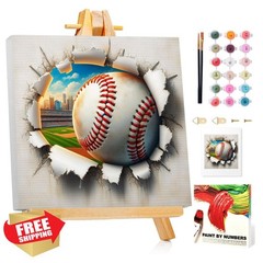 Mandun Baseball Paint Numbers 7.8×7.8inch Frame