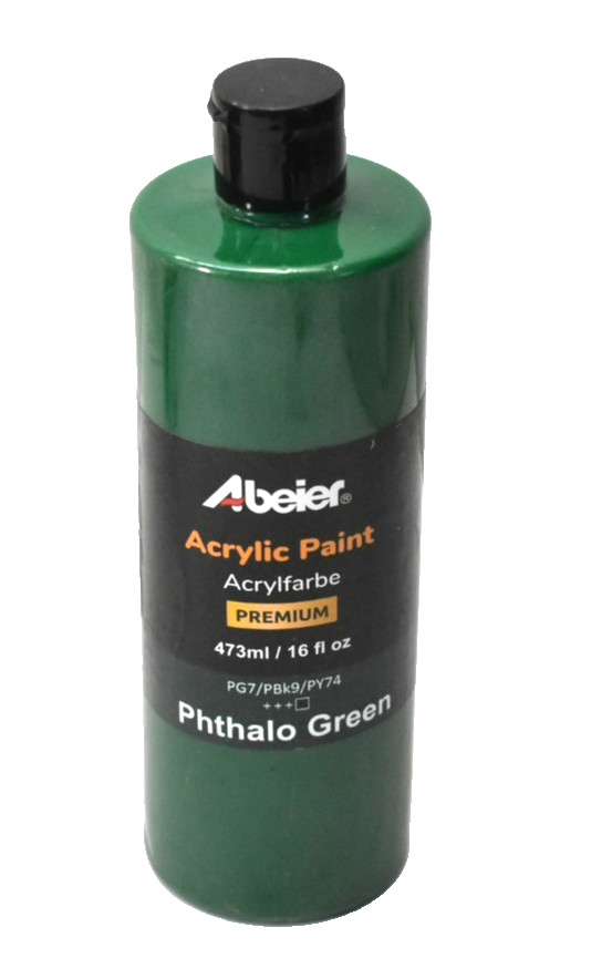 Abeier Acrylic Paint Acrylfarbe Premium Phthalo Green Colored 16 oz Bottle