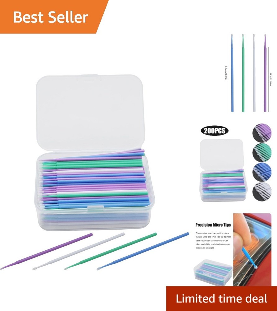 Ergonomic 200 Pcs Micro Paint Brushes – Ideal for Automotive & DIY Repairs