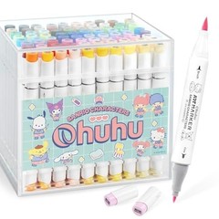 Ohuhu x Sanrio 80 Color + 1 Blender Brush & Fine Marker Set Pastel Tones NEW JPN