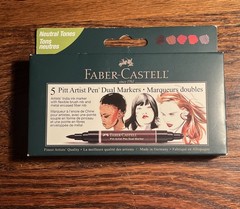 Faber-Castell Pitt Artist Pen Dual Markers Neutral Tones, 5ct